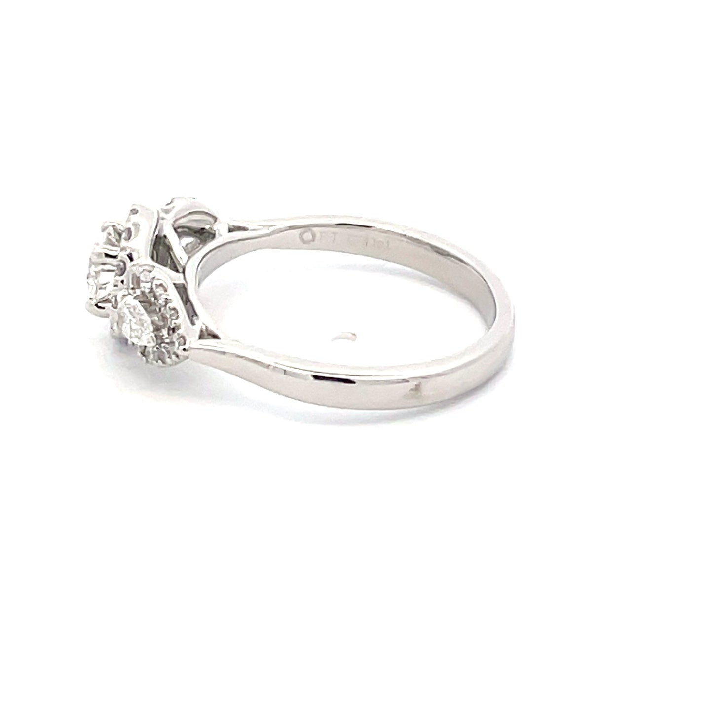 Platinum Round Brilliant and Pear Shaped Diamond Halo Style Ring - 0.81cts Gardiner Brothers
