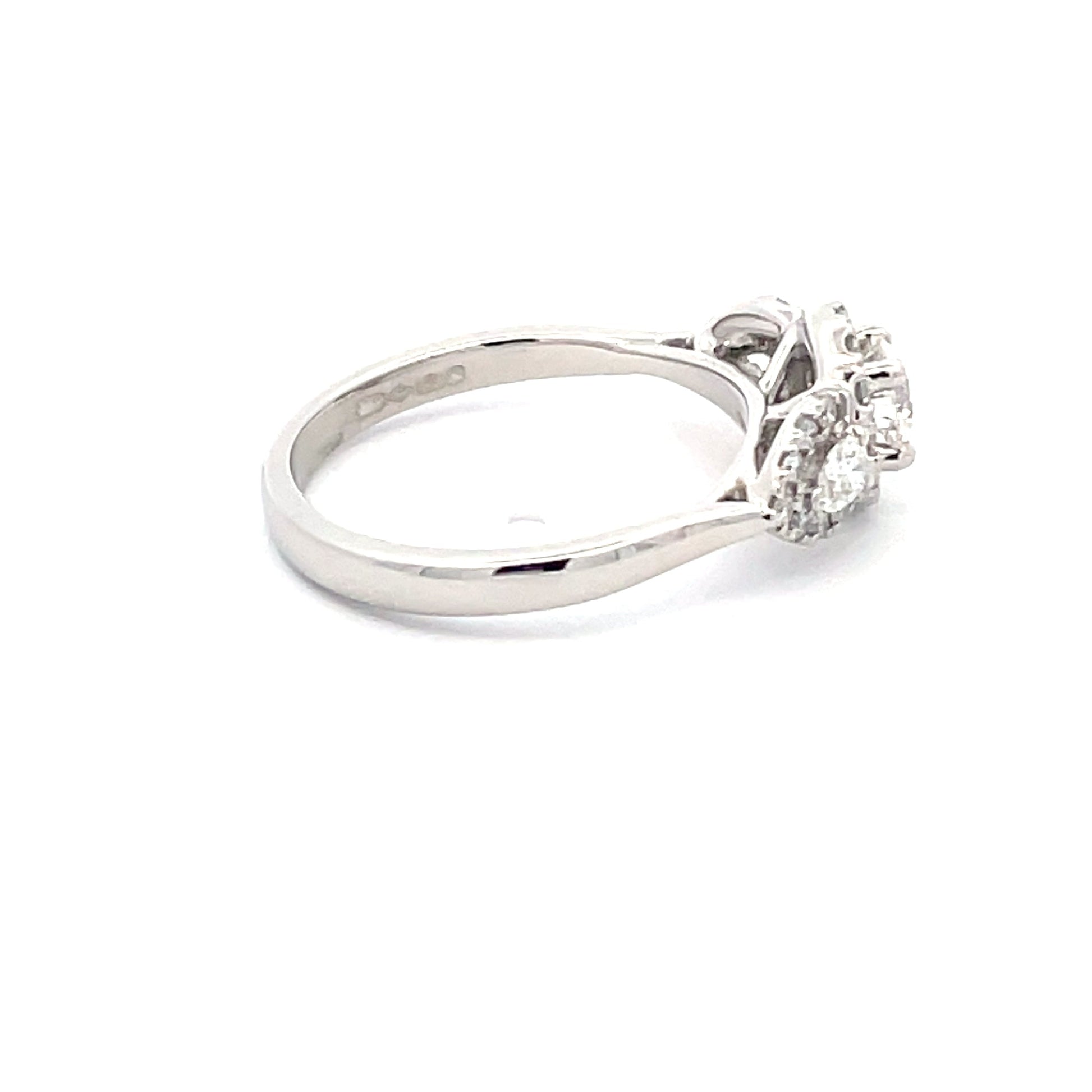 Platinum Round Brilliant and Pear Shaped Diamond Halo Style Ring - 0.81cts Gardiner Brothers