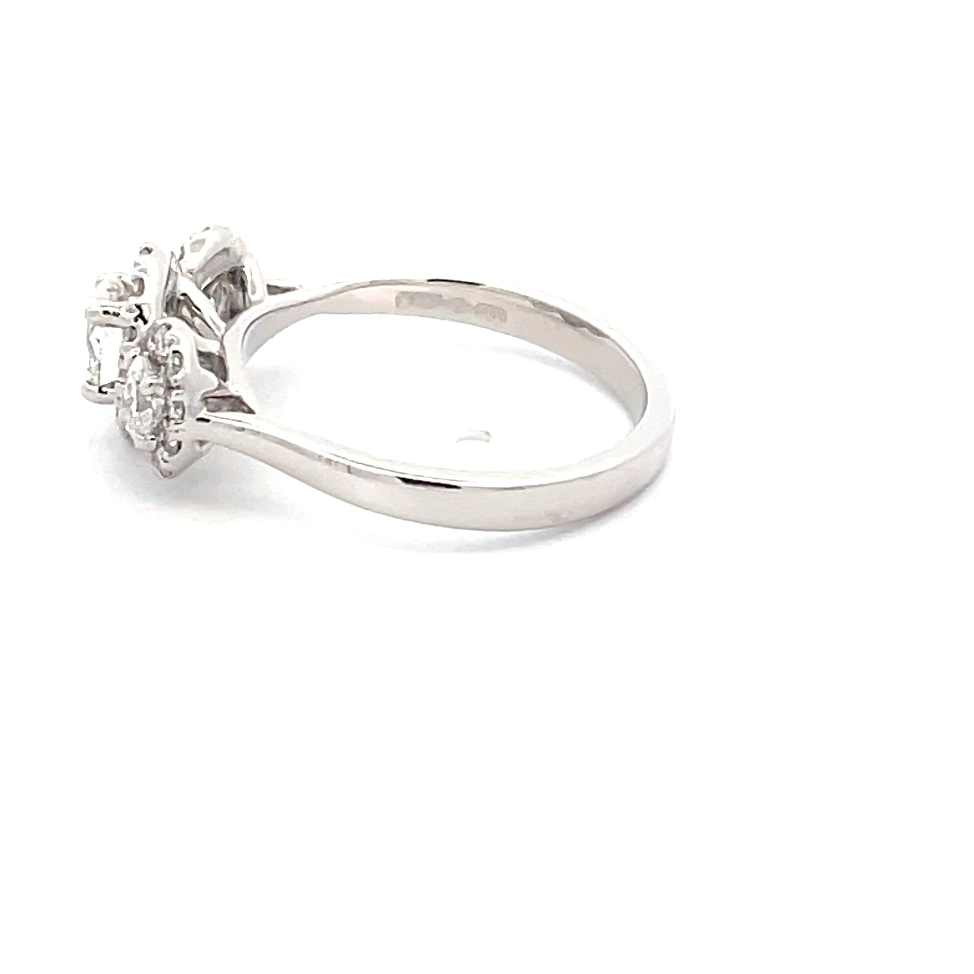 Platinum 3 Oval Shaped Diamond Halo Style Cluster Ring - 0.97cts Gardiner Brothers