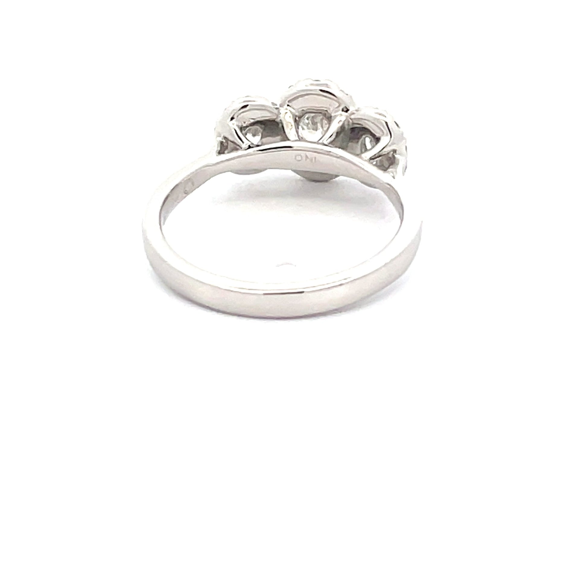 Platinum 3 Oval Shaped Diamond Halo Style Cluster Ring - 0.97cts Gardiner Brothers