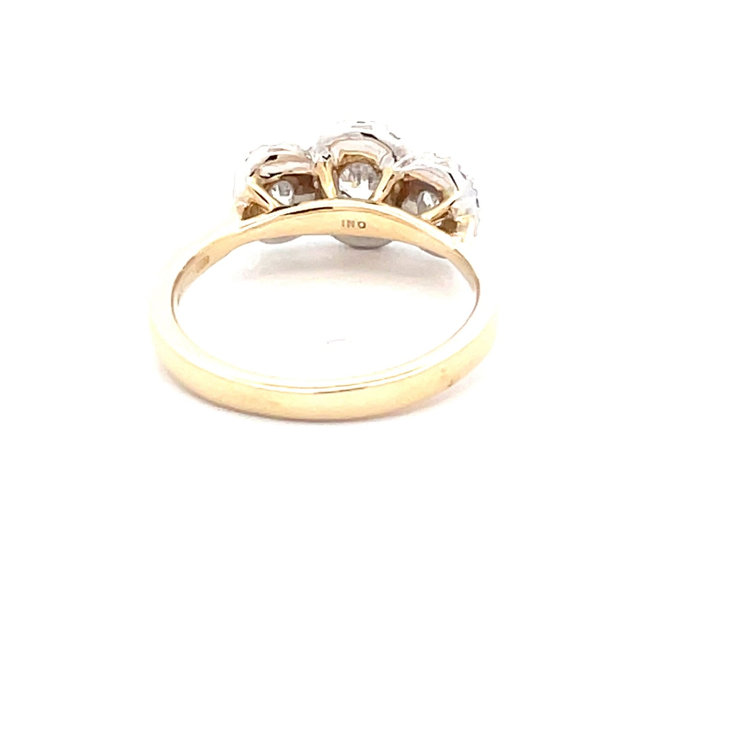 Yellow Gold 3 Oval Shaped diamond set in a halo cluster style ring - 0.96cts Gardiner Brothers