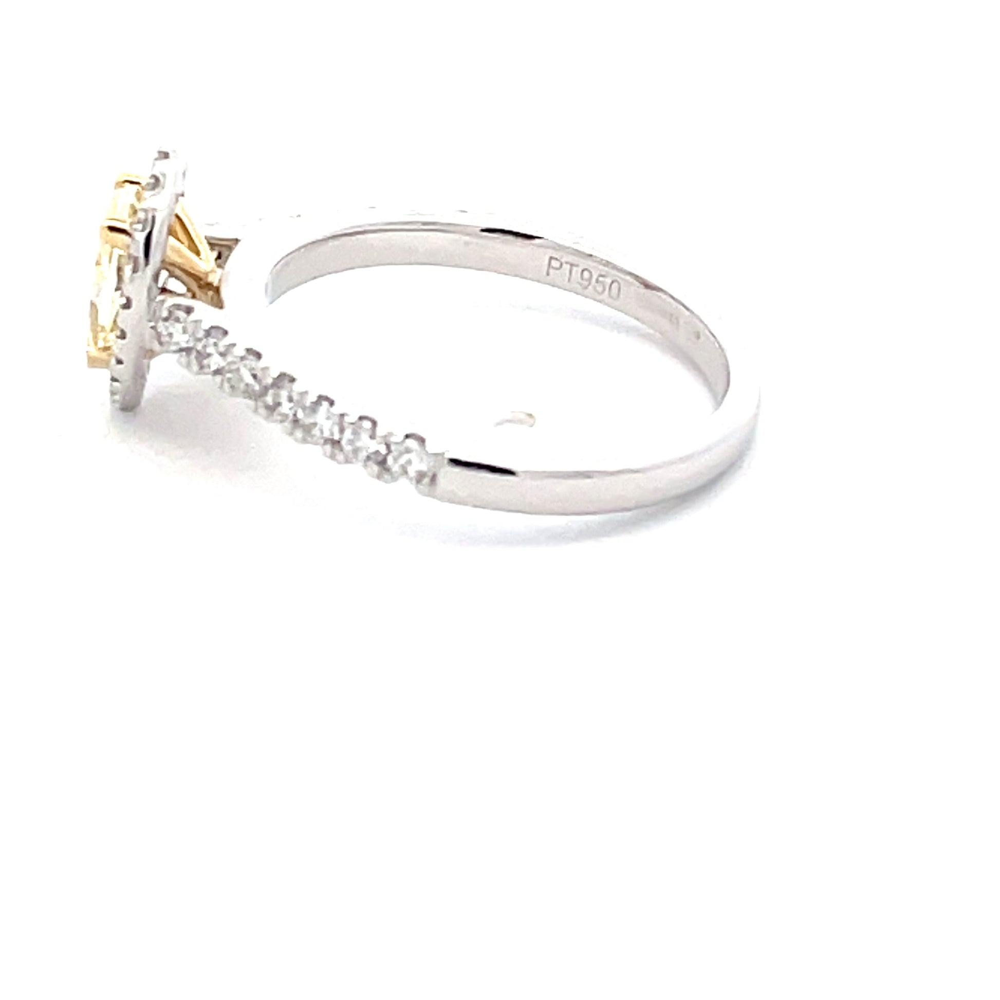 Platinum Pear Shaped Yellow Diamond Halo Cluster Style Ring - 0.90cts Gardiner Brothers
