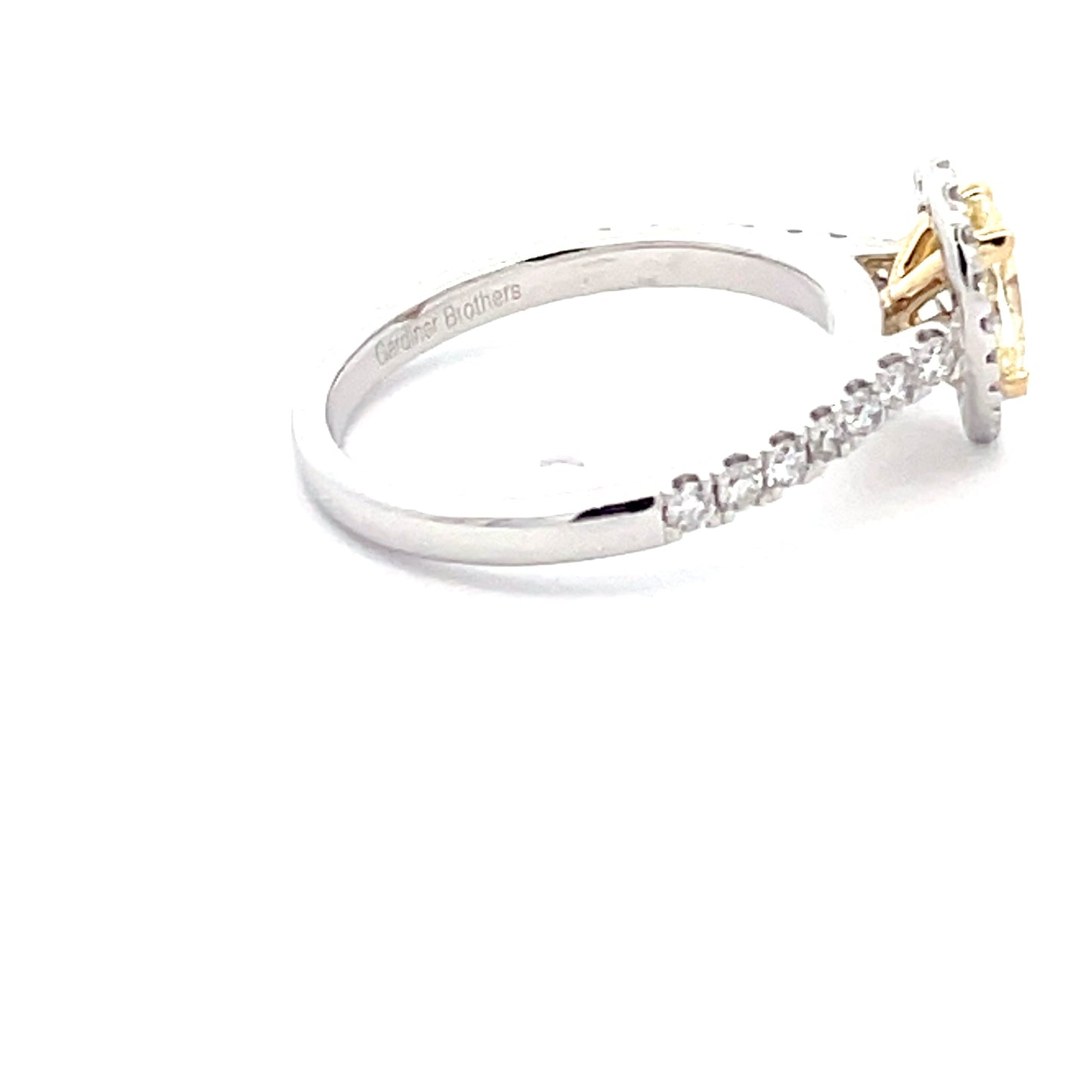 Platinum Pear Shaped Yellow Diamond Halo Cluster Style Ring - 0.90cts Gardiner Brothers