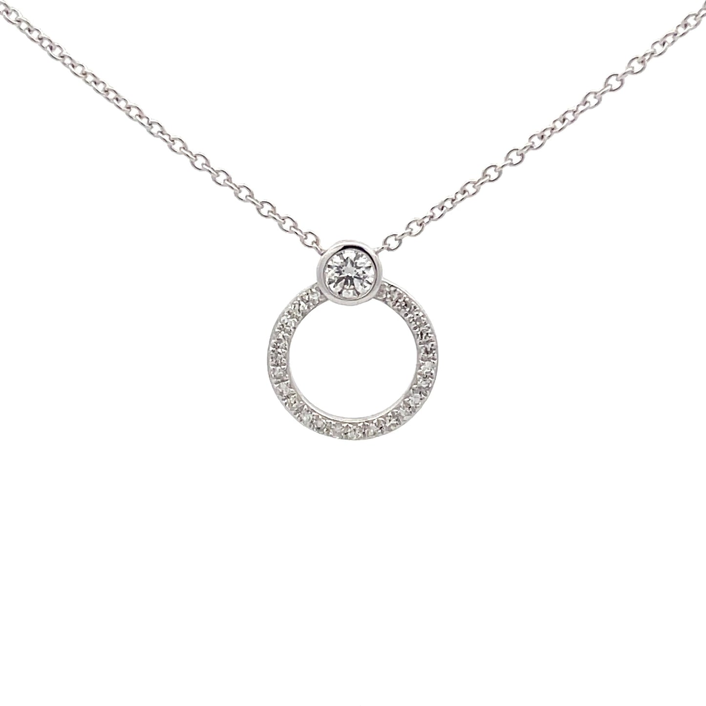 White gold Diamond Circle Shaped Pendant  Gardiner Brothers   