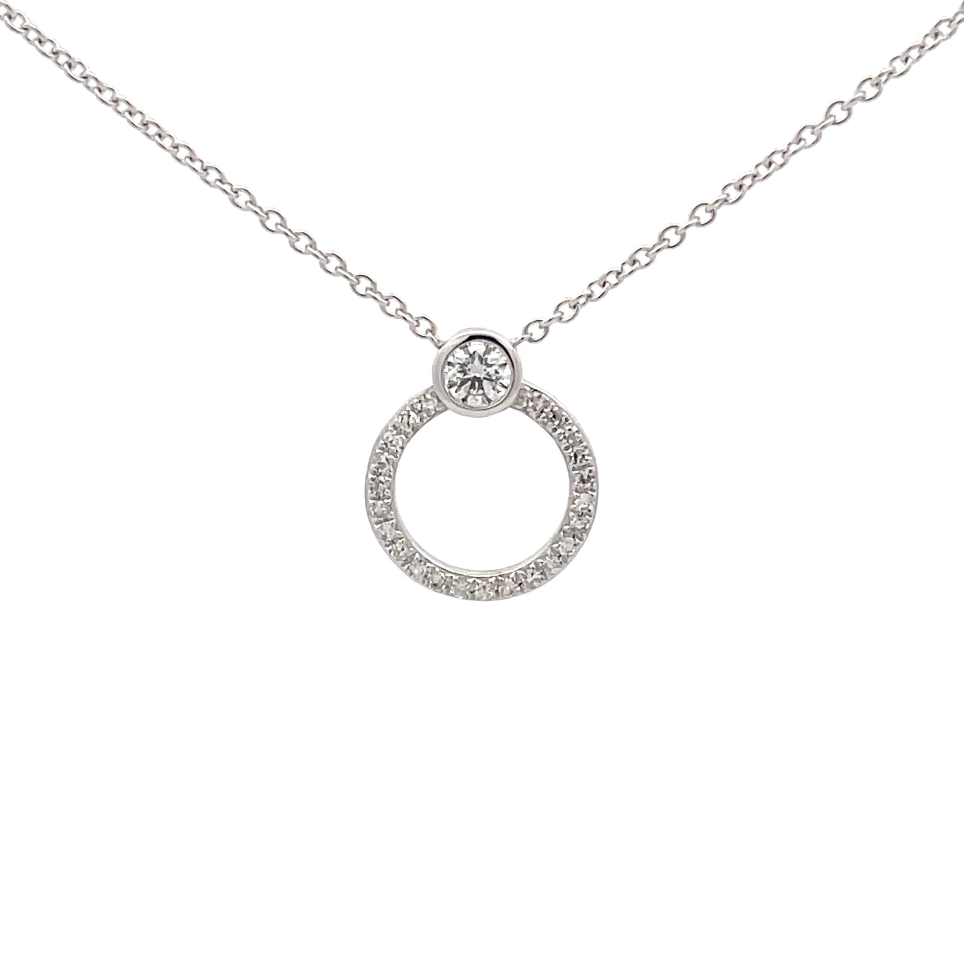 White gold Diamond Circle Shaped Pendant  Gardiner Brothers   