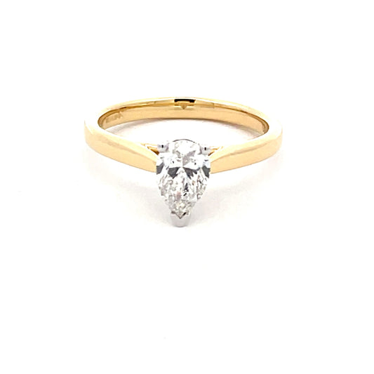 Yellow Gold Pear Shaped Diamond Solitaire Ring - 0.70cts Gardiner Brothers