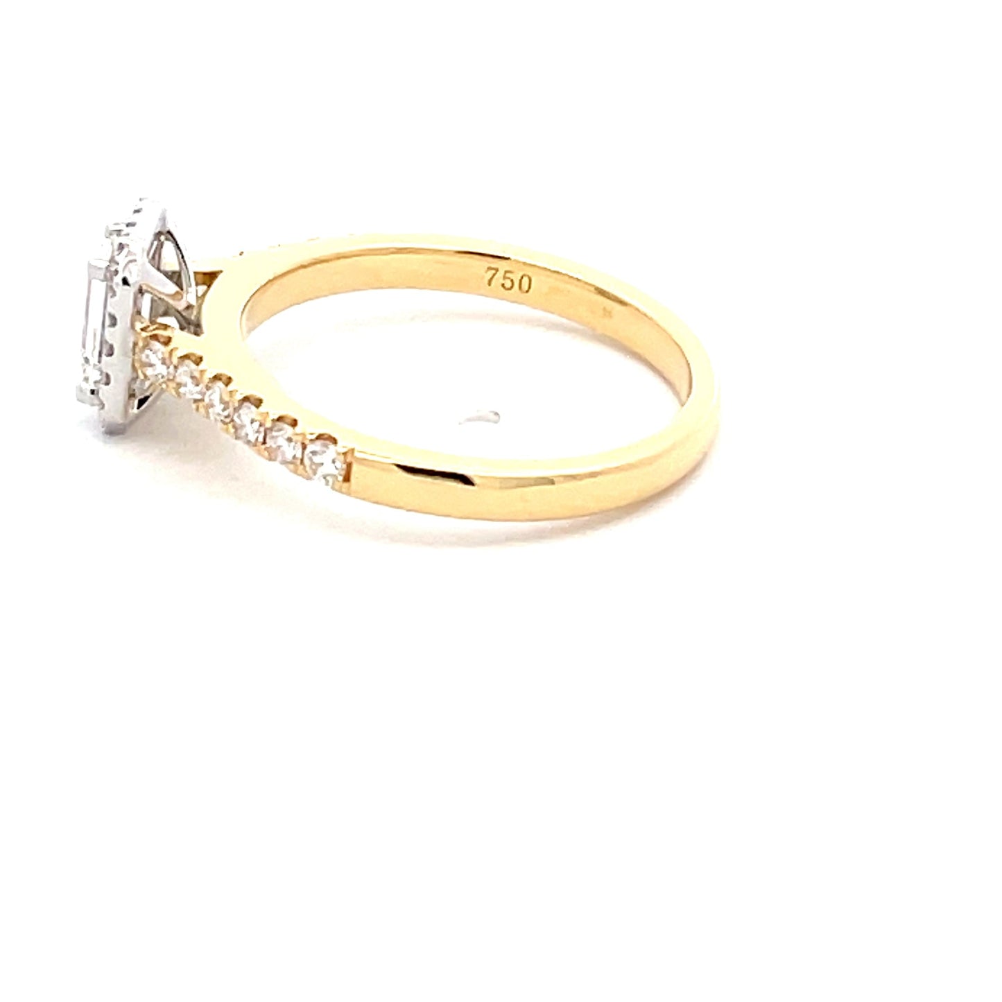 Yellow Gold Emerald Cut Diamond Halo Cluster Style Ring - 0.73cts Gardiner Brothers