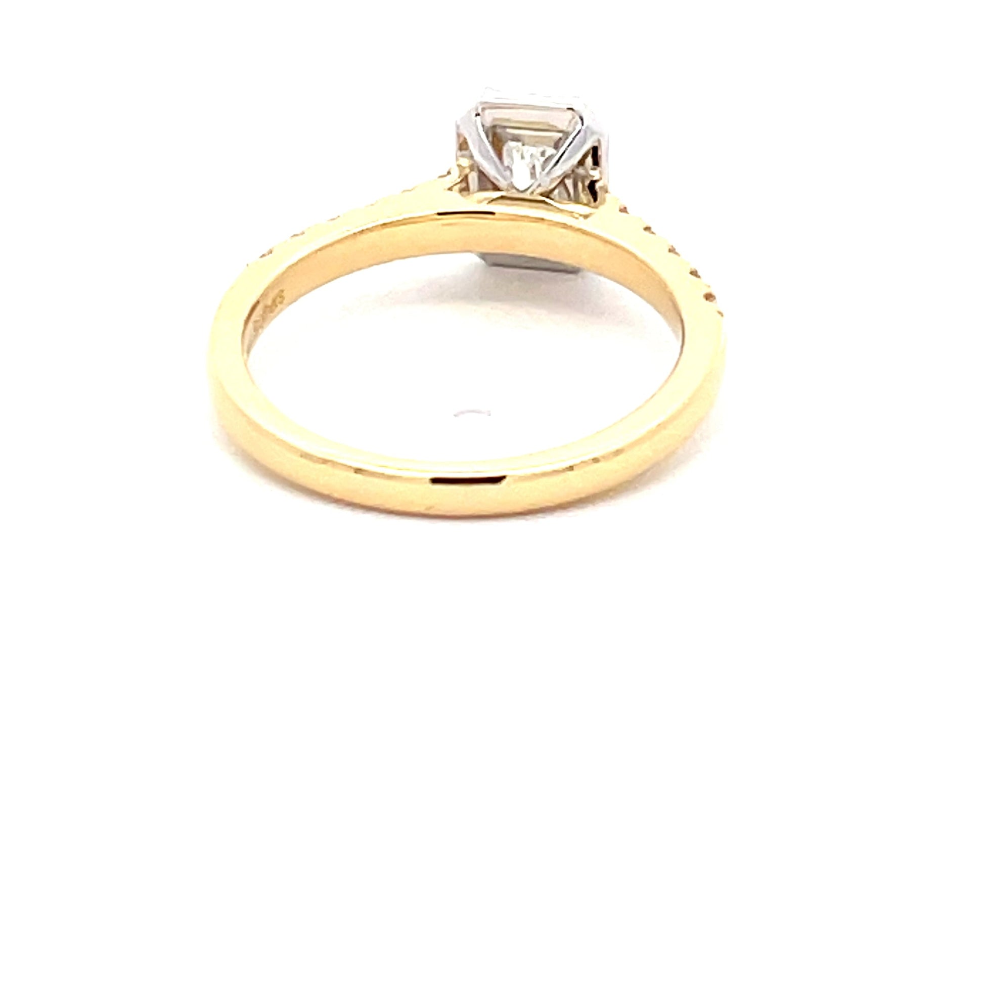 Yellow Gold Emerald Cut Diamond Halo Cluster Style Ring - 0.73cts Gardiner Brothers