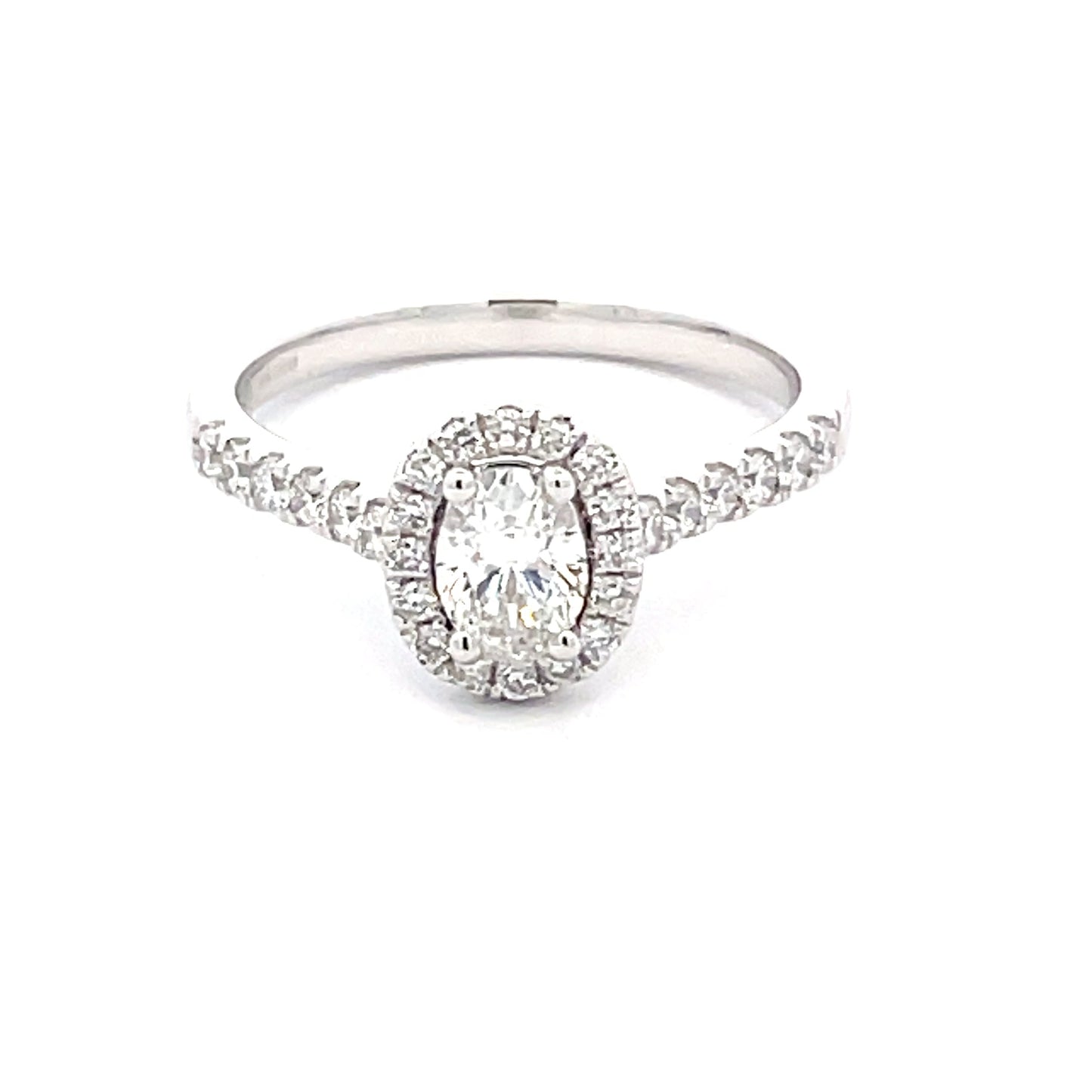 Platinum Oval Shaped Diamond Halo Style Ring - 0.78cts Gardiner Brothers