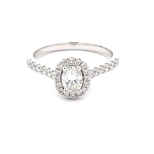 Platinum Oval Shaped Diamond Halo Style Ring - 0.78cts Gardiner Brothers