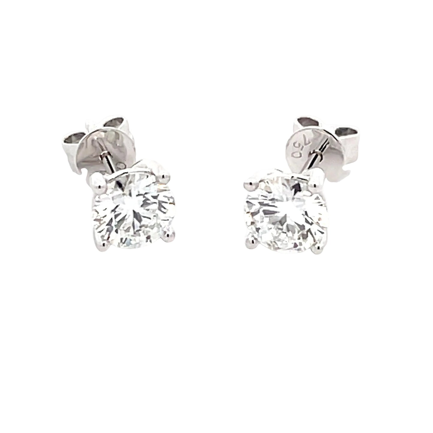 Lab Grown Round Brilliant Cut Diamond Solitaire Earrings - 1.41cts  Gardiner Brothers   