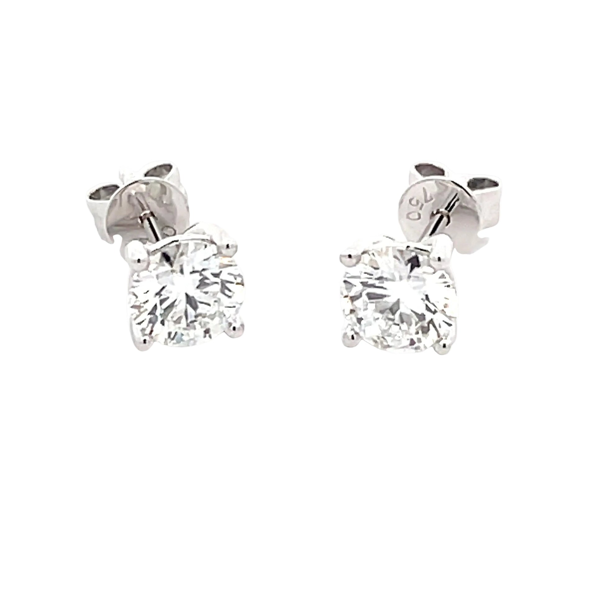 Lab Grown Round Brilliant Cut Diamond Solitaire Earrings - 1.41cts  Gardiner Brothers   