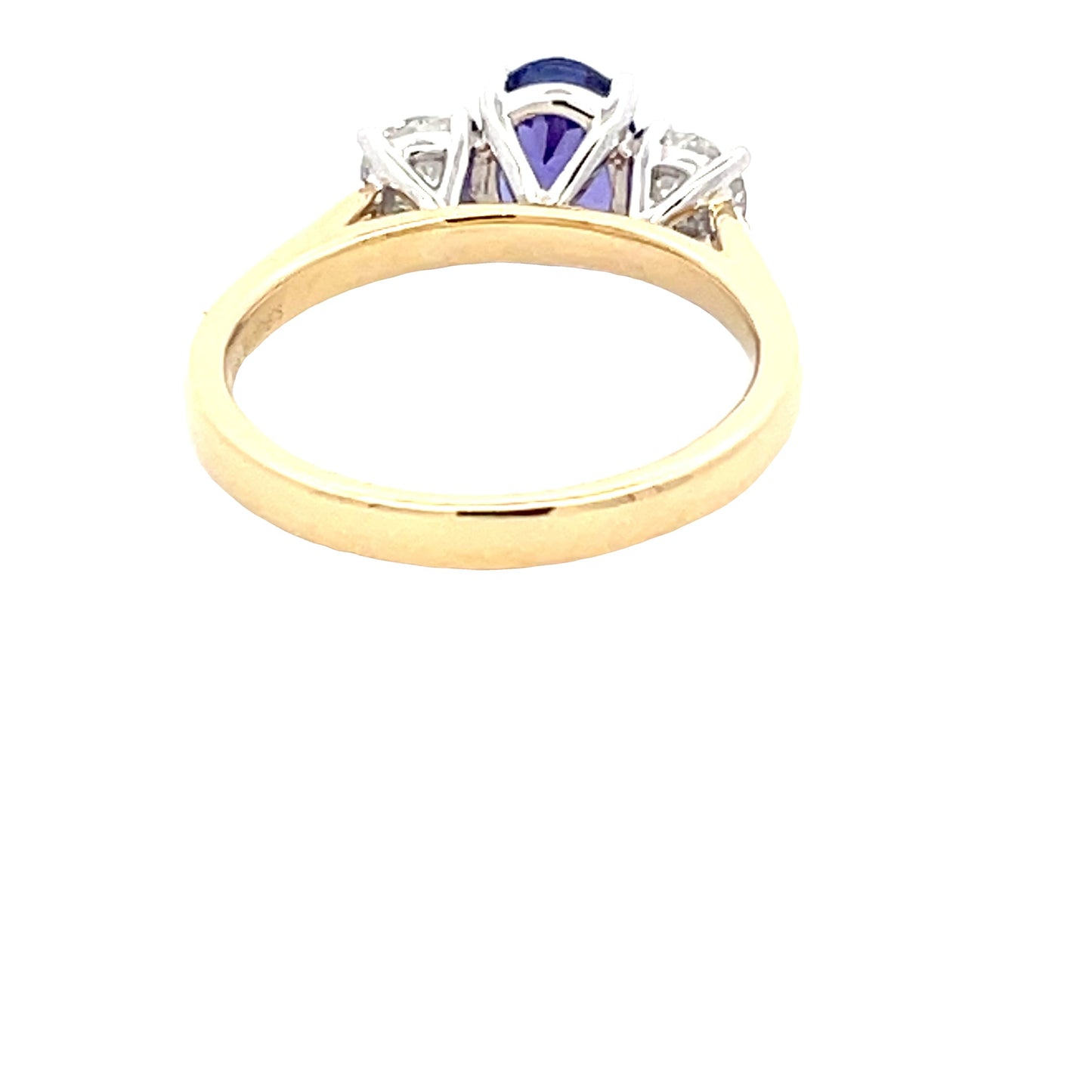Oval Shaped Tanzanite and Round Brilliant Cut Diamond 3 Stone Ring Gardiner Brothers