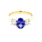 Oval Shaped Tanzanite and Round Brilliant Cut Diamond 3 Stone Ring Gardiner Brothers