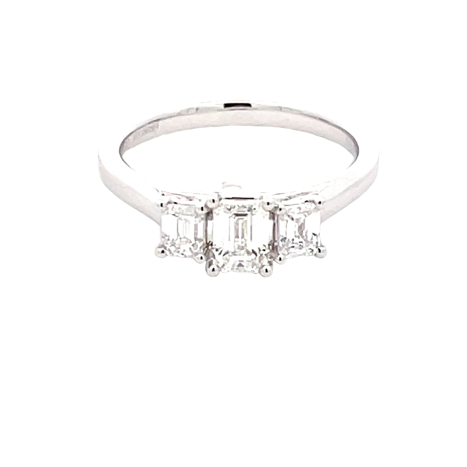 Platinum Emerald Cut Diamond 3 Stone Ring - 0.95cts Gardiner Brothers