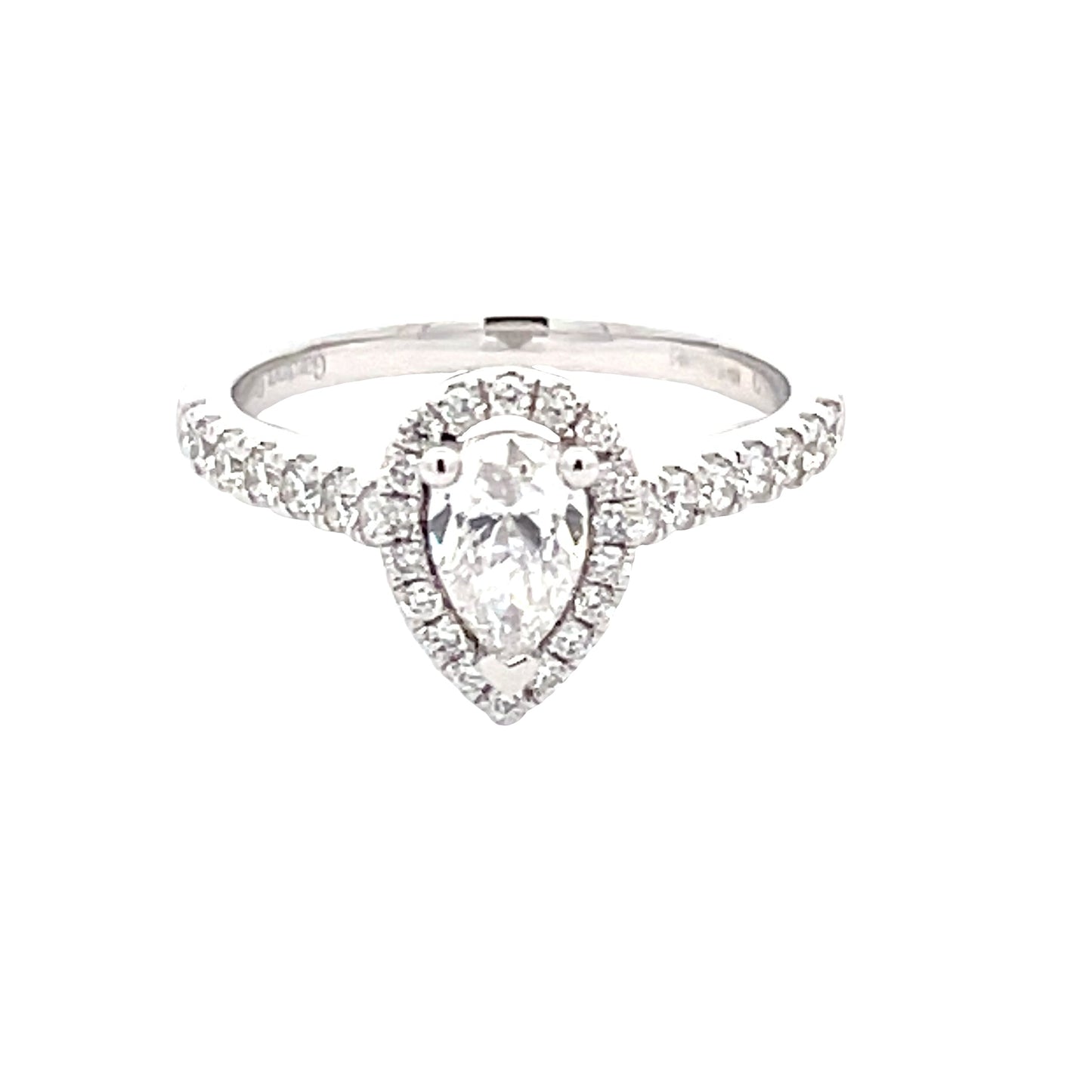 Platinum Pear Shaped Diamond Halo Cluster Style Ring - 0.90cts Gardiner Brothers