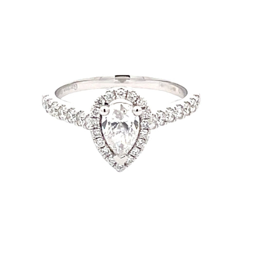 Platinum Pear Shaped Diamond Halo Cluster Style Ring - 0.90cts Gardiner Brothers