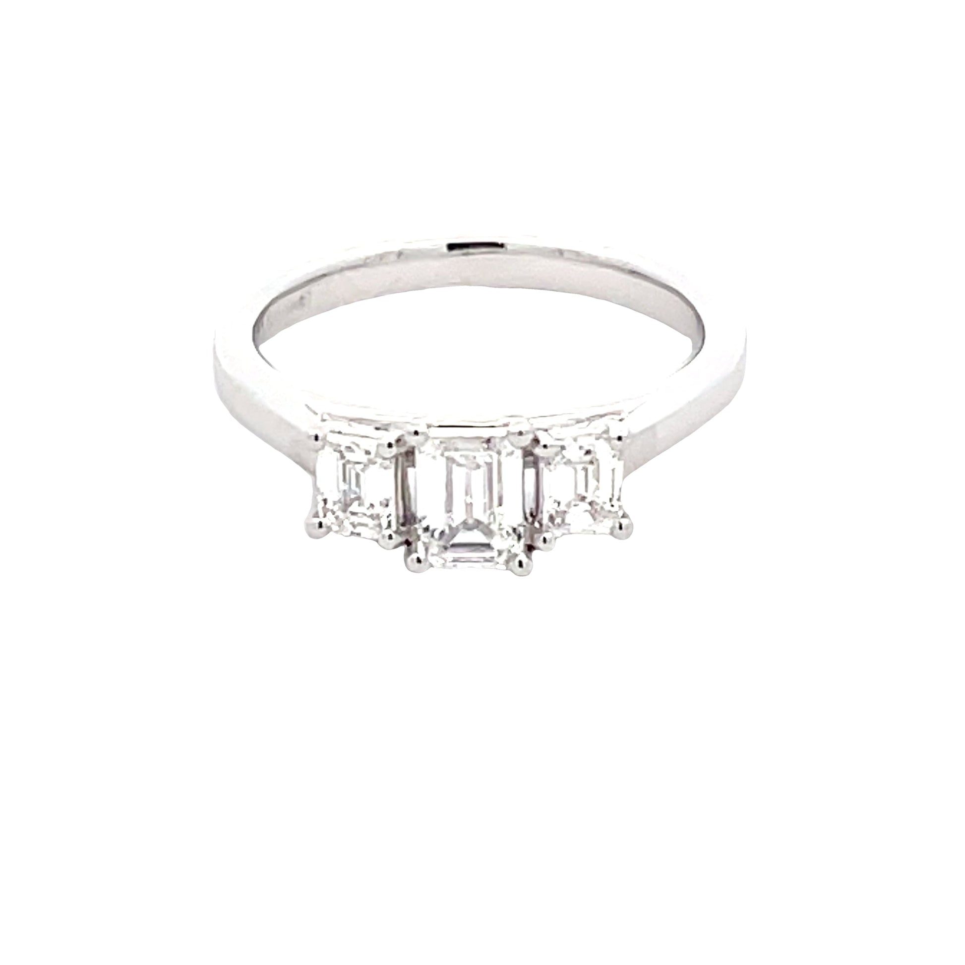 Platinum Emerald Cut Diamond 3 Stone Ring - 0.81cts Gardiner Brothers