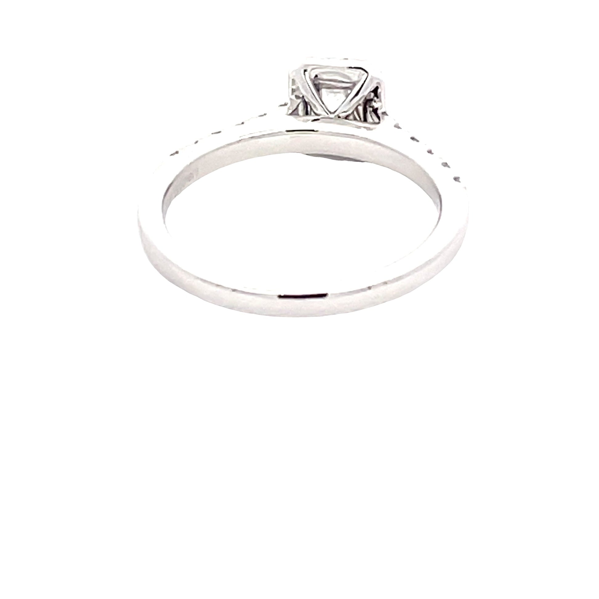 Platinum Emerald Cut Diamond Halo Cluster Style Ring - 0.80cts Gardiner Brothers