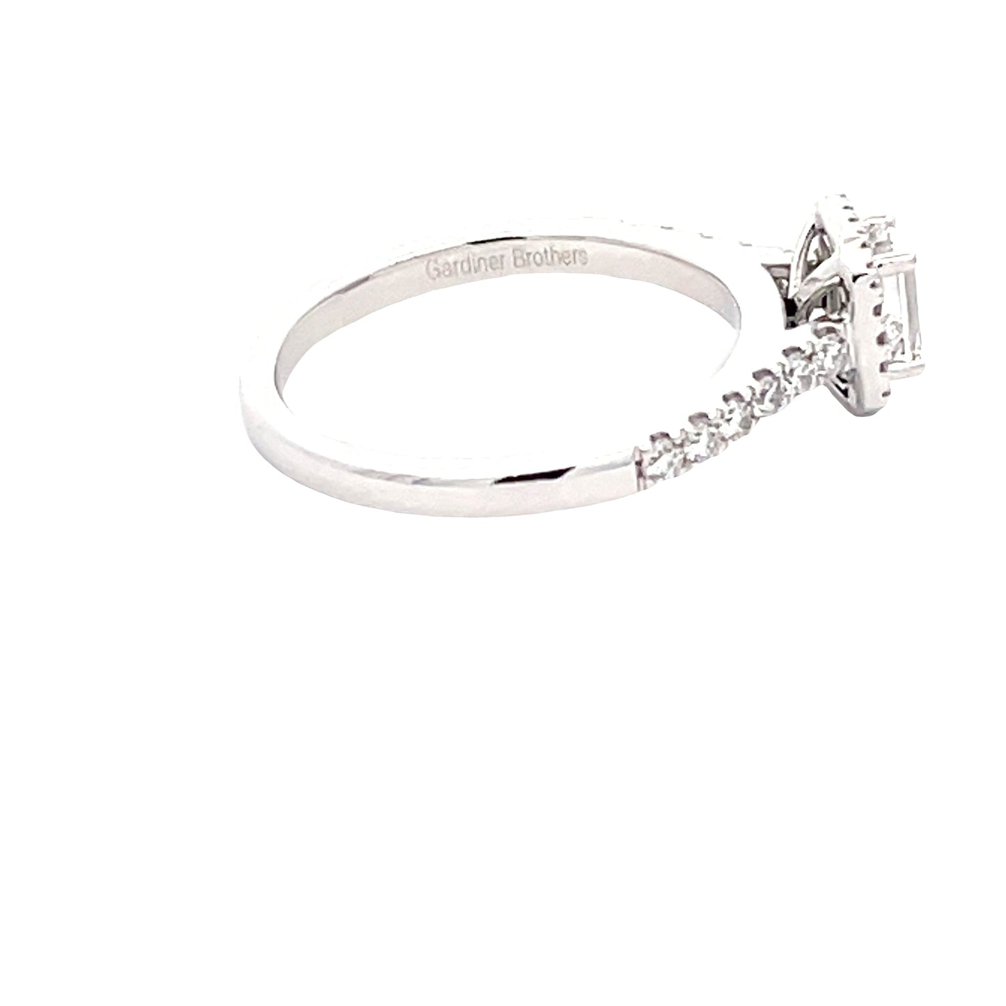 Platinum Emerald Cut Diamond Halo Cluster Style Ring - 0.80cts Gardiner Brothers