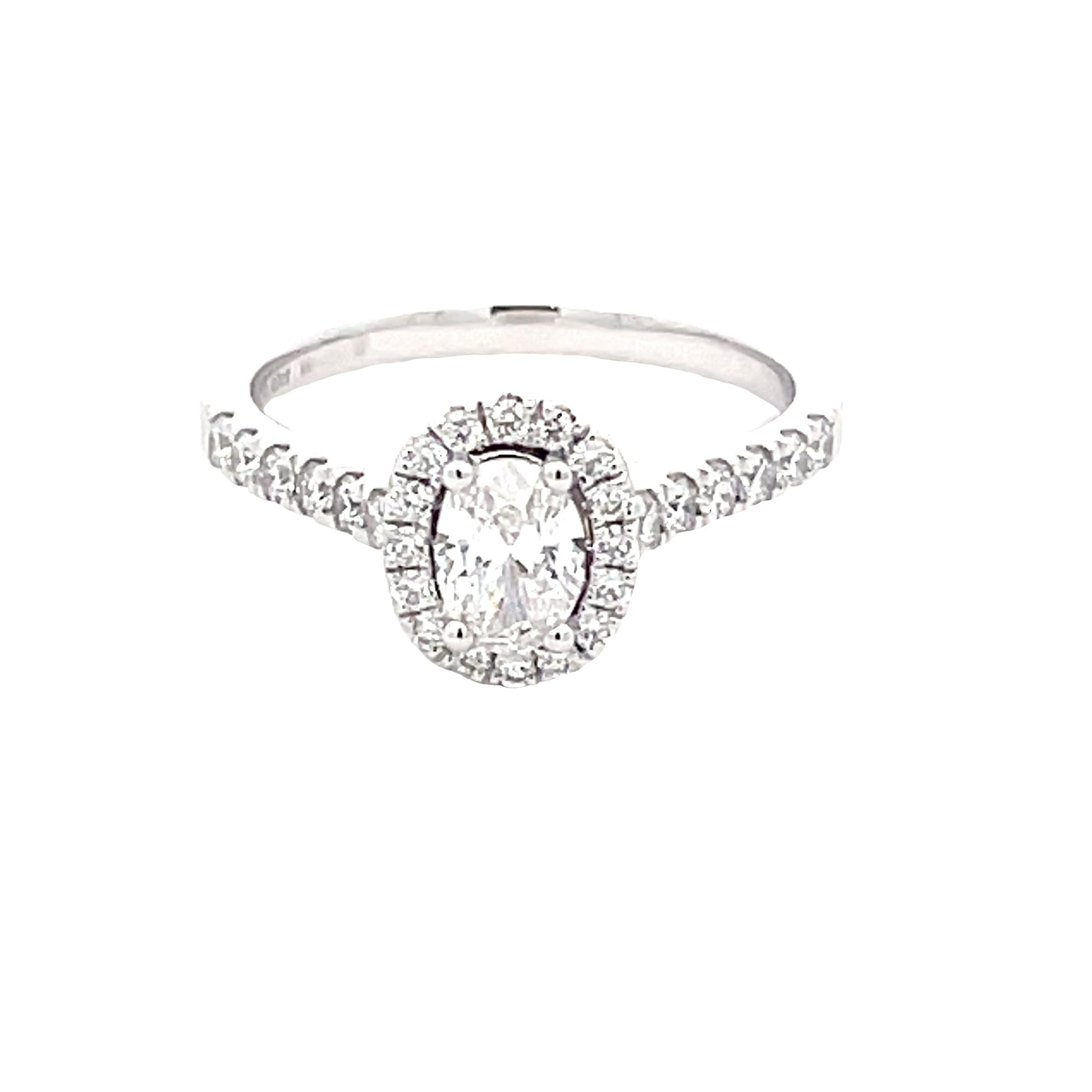 Platinum Aurora Oval Diamond Halo Cluster Style Ring - 0.78cts Gardiner Brothers