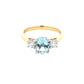 Oval Aquamarine and round brilliant cut diamond 3 stone ring Gardiner Brothers