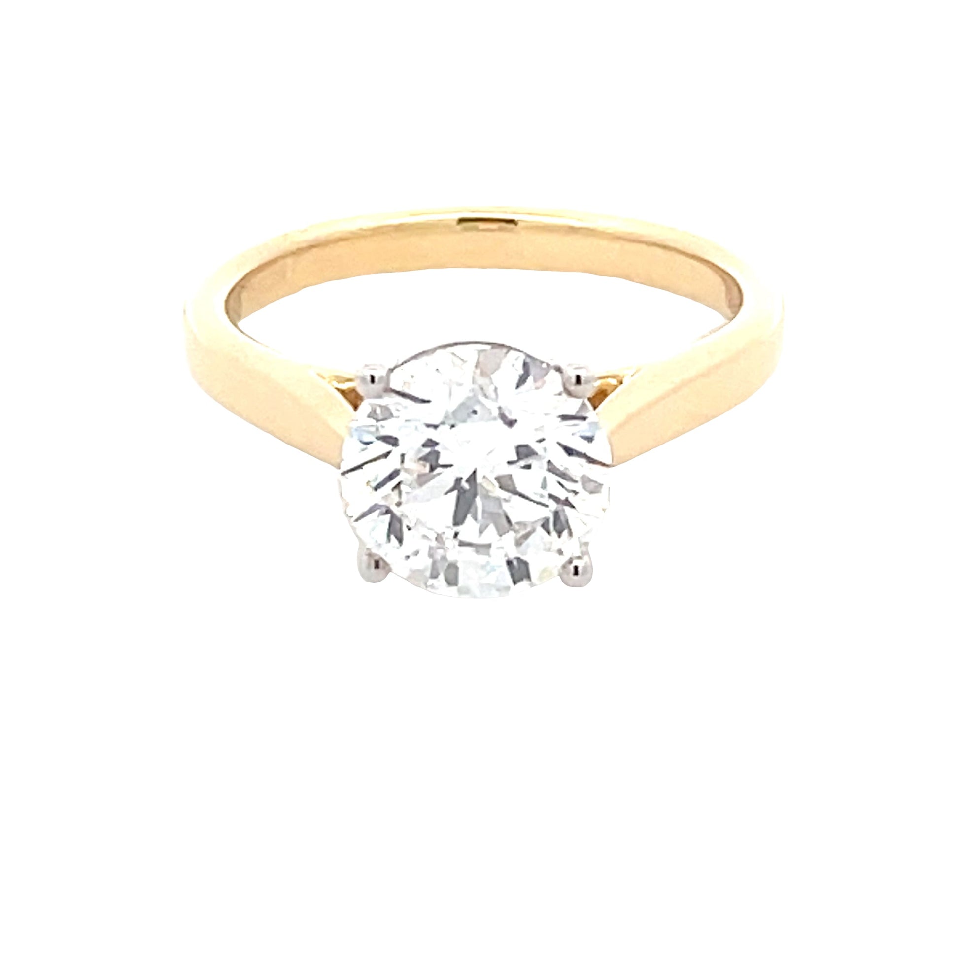 Yellow Gold Round Brilliant Cut Diamond Solitaire Ring - 2.20cts Gardiner Brothers