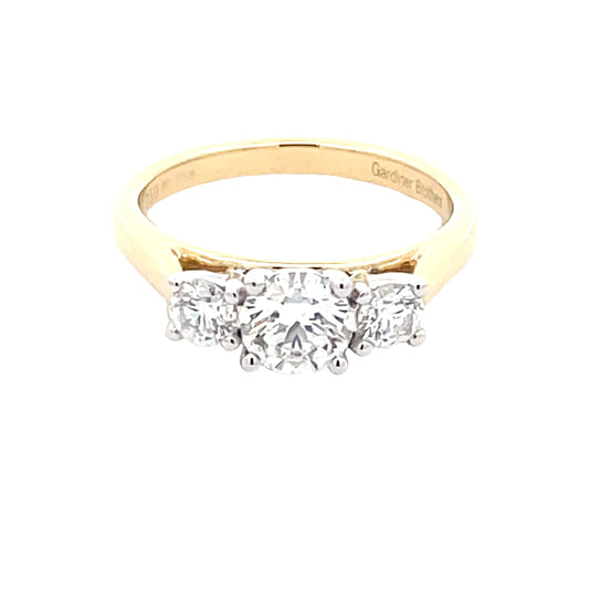 Yellow Gold Round Brilliant Cut Diamond 3 Stone Ring - 1.05cts Gardiner Brothers