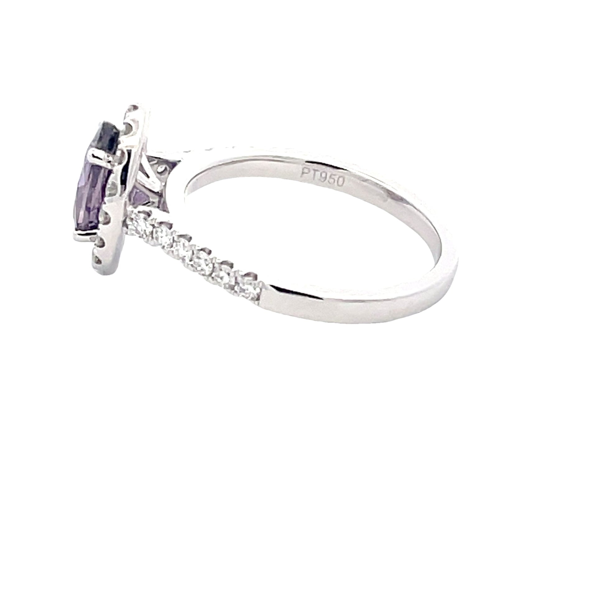 Purple sapphire and Diamond Halo Cluster Style Ring Gardiner Brothers