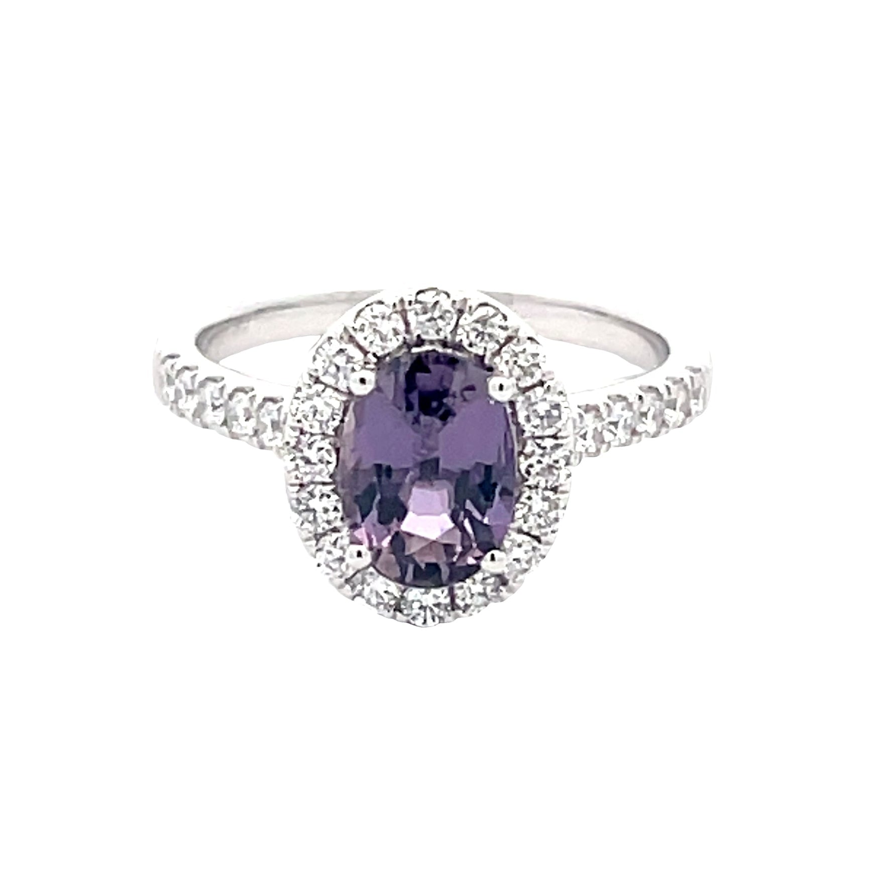 Purple sapphire and Diamond Halo Cluster Style Ring Gardiner Brothers