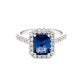 Octagonal Sapphire and round brilliant cut diamond halo cluster style ring  Gardiner Brothers   