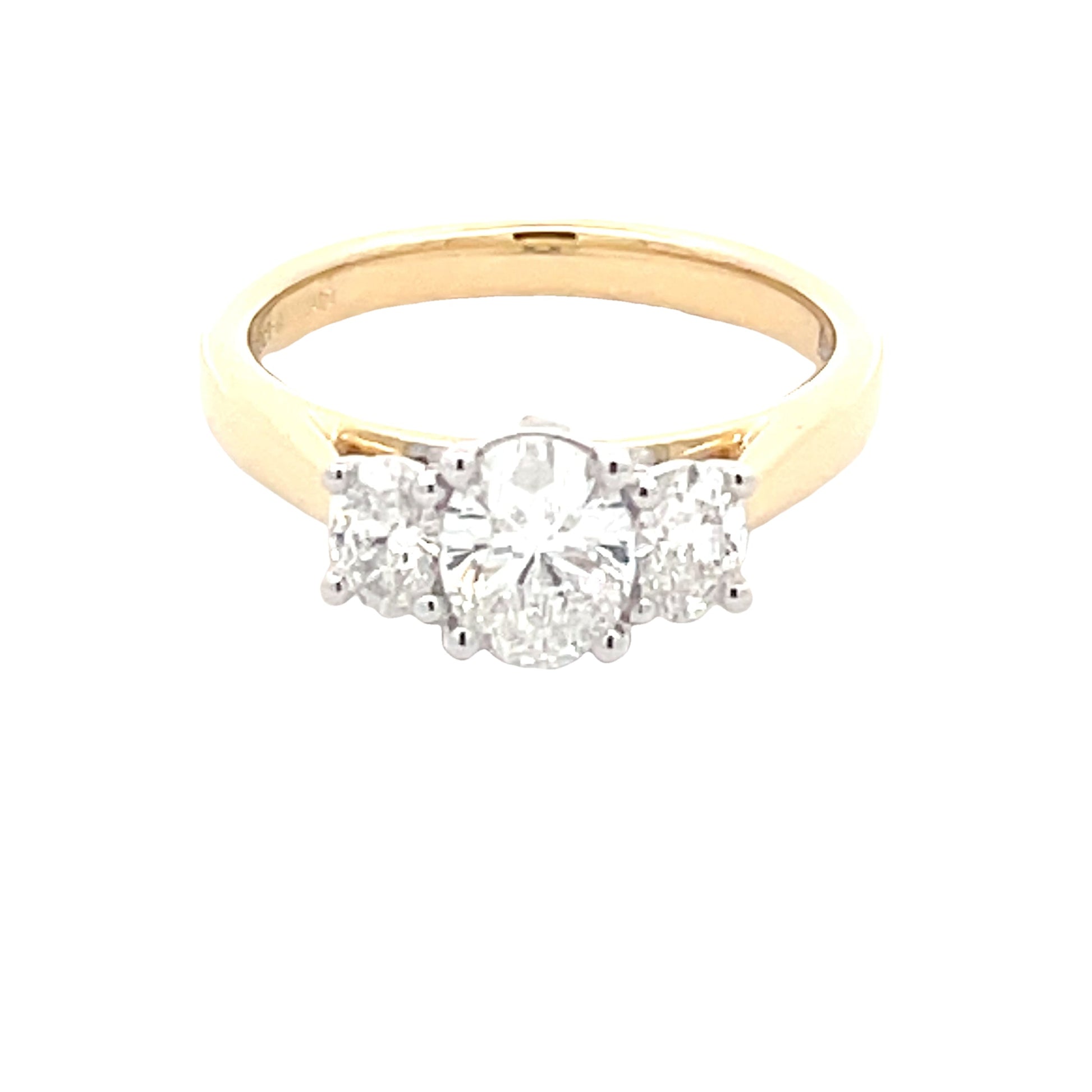 Yellow Gold Aurora Oval Shaped Diamond 3 Stone Ring - 1.13cts Gardiner Brothers