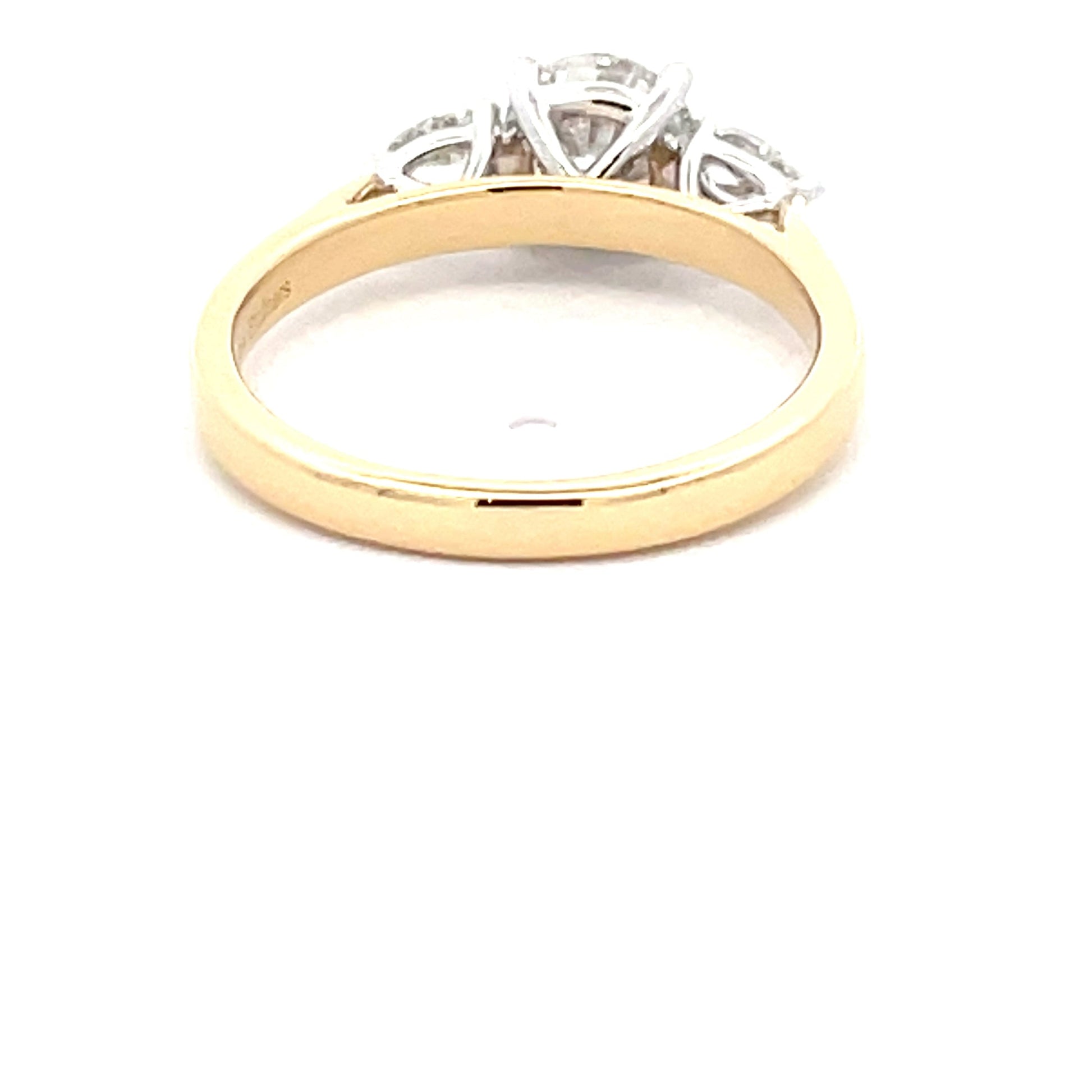 Yellow Gold Round Brilliant and Pear Shaped Diamond 3 Stone Ring - 1.30cts Gardiner Brothers