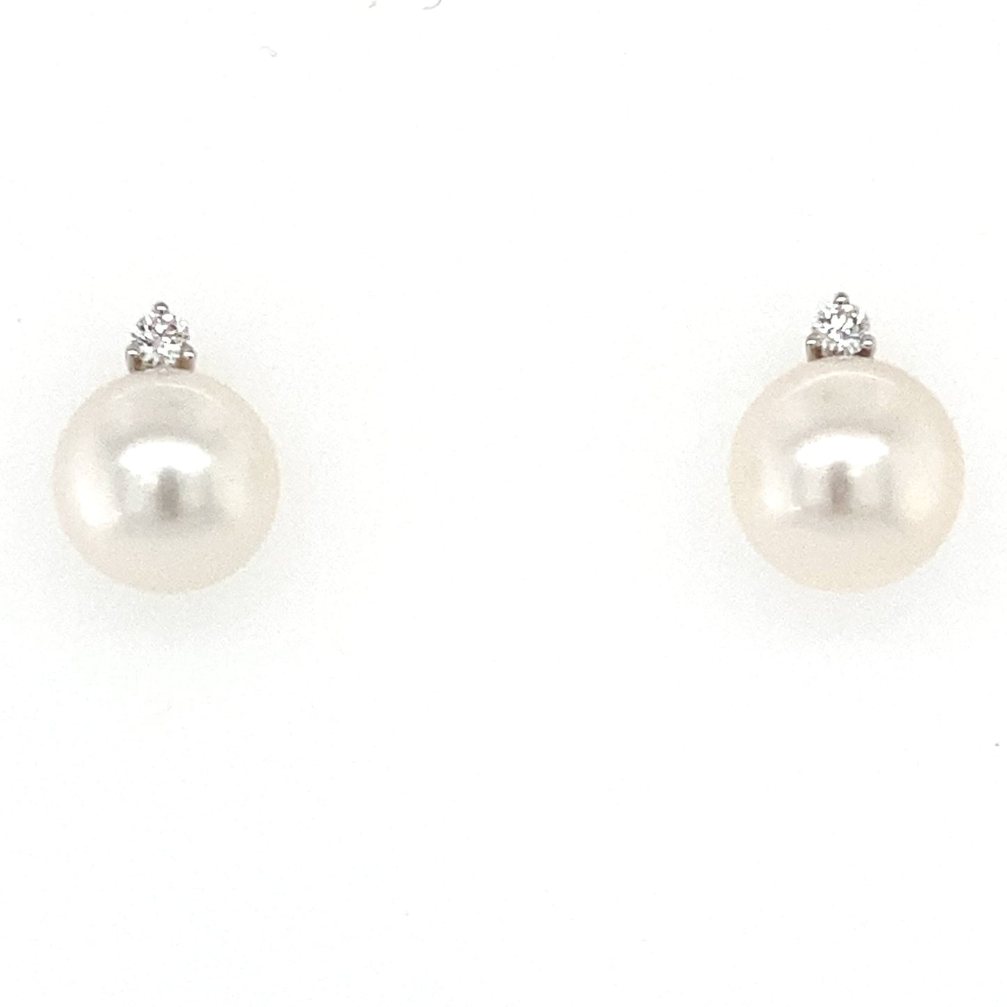 Akoya 8mm Pearl and Round Brilliant Cut Diamond Earrings Gardiner Brothers