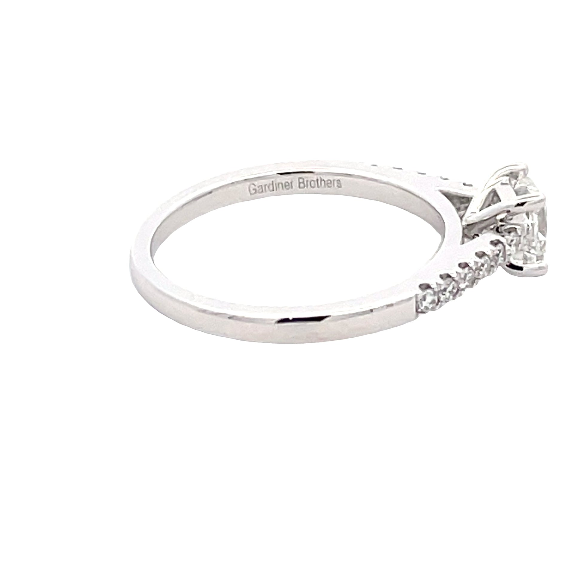 Platinum Princess Cut Diamond Solitaire With Diamond Set Shoulders - 0.95cts Gardiner Brothers