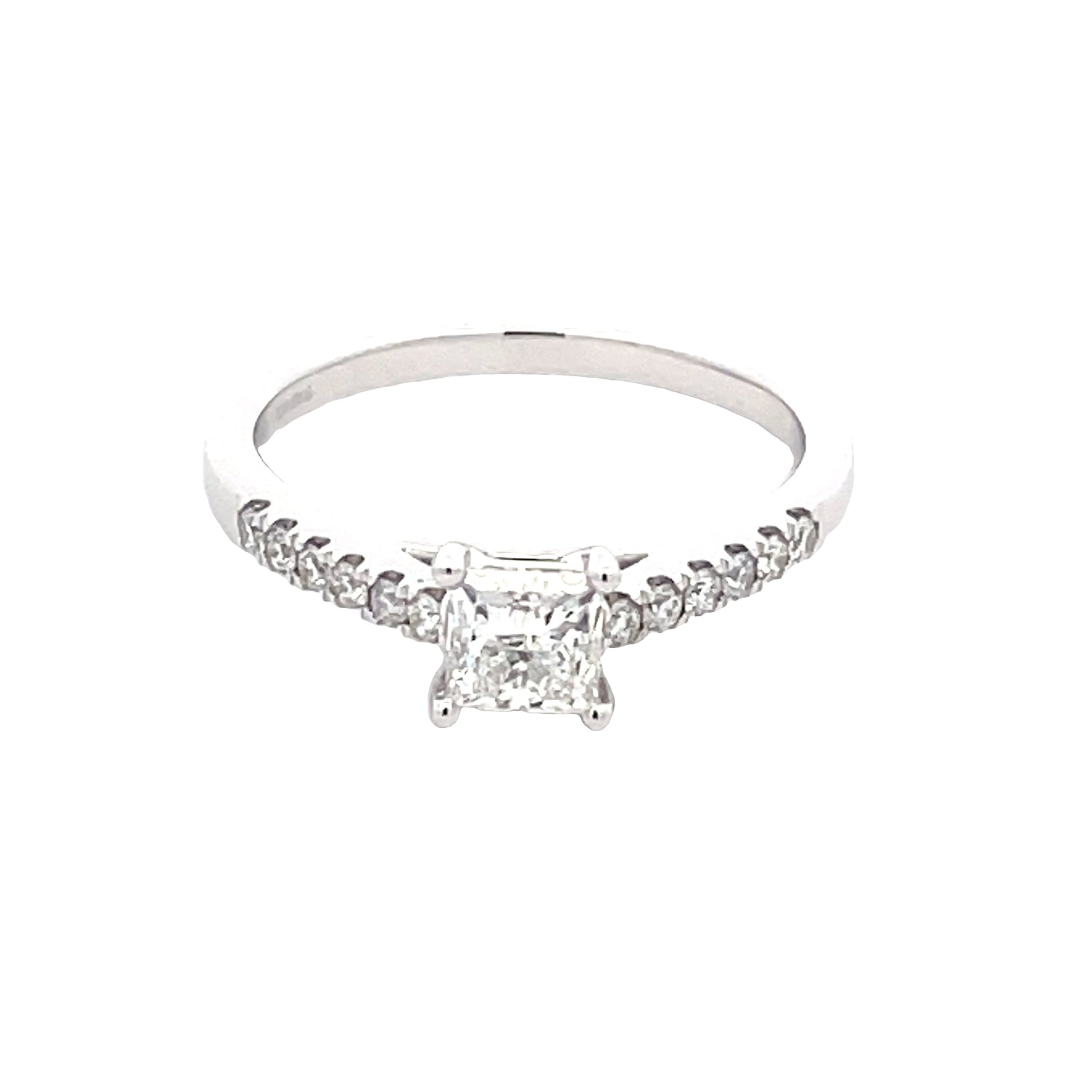 Platinum Princess Cut Diamond Solitaire With Diamond Set Shoulders - 0.95cts Gardiner Brothers