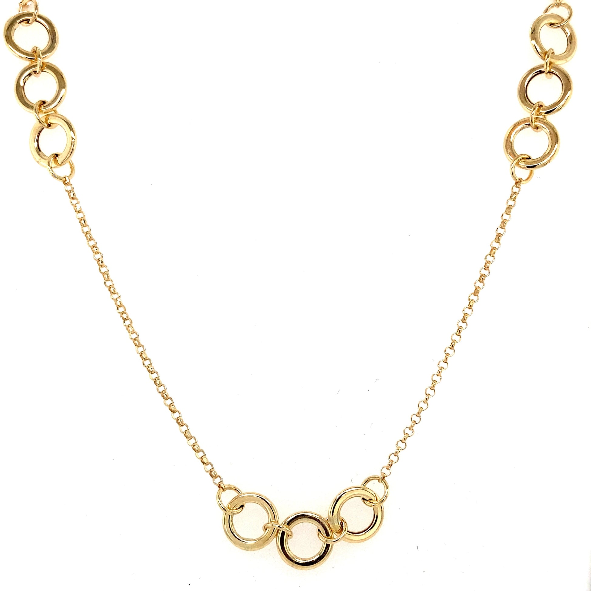 Yellow Gold Circle Links Station Style Necklace  Gardiner Brothers   
