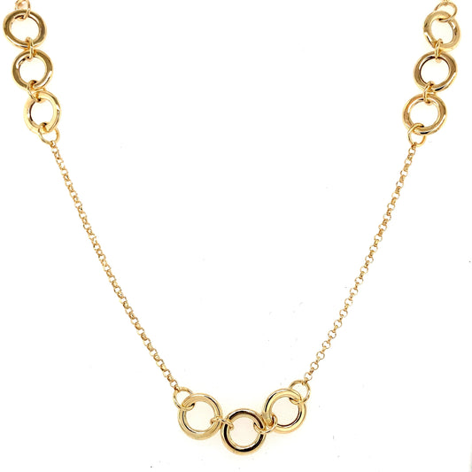 Yellow Gold Circle Links Station Style Necklace  Gardiner Brothers   