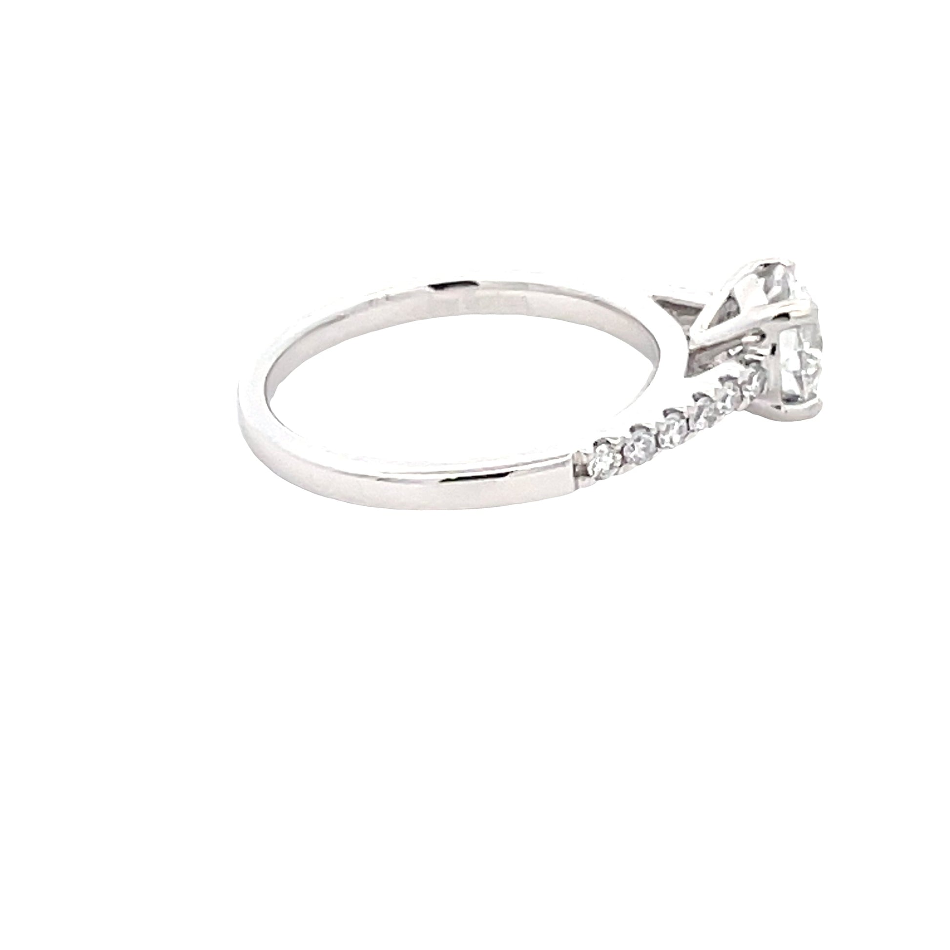 Platinum Round Brilliant Cut Diamond Solitaire Ring With Diamond Set Shoulders - 1.25cts Gardiner Brothers
