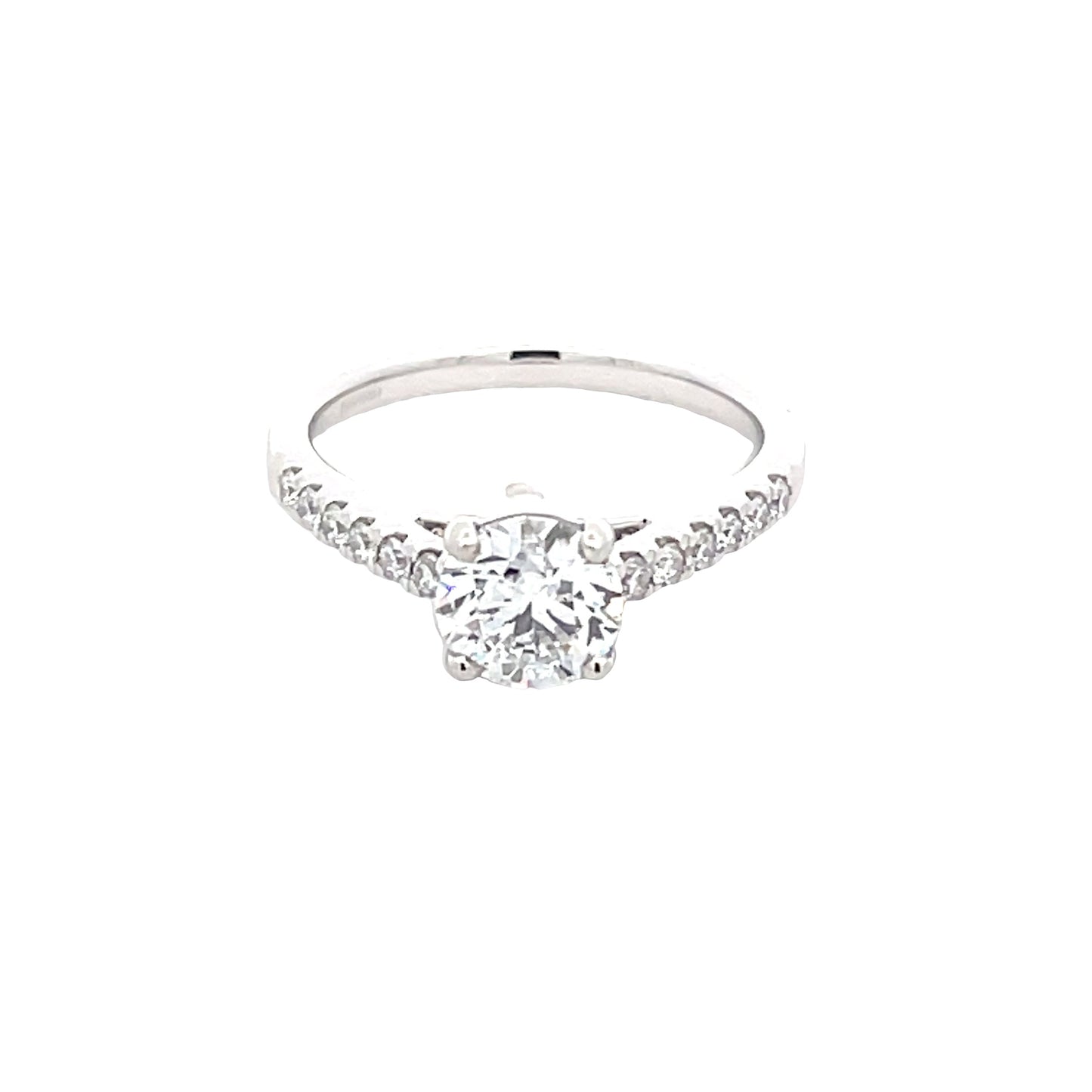 Platinum Round Brilliant Cut Diamond Solitaire Ring With Diamond Set Shoulders - 1.25cts Gardiner Brothers