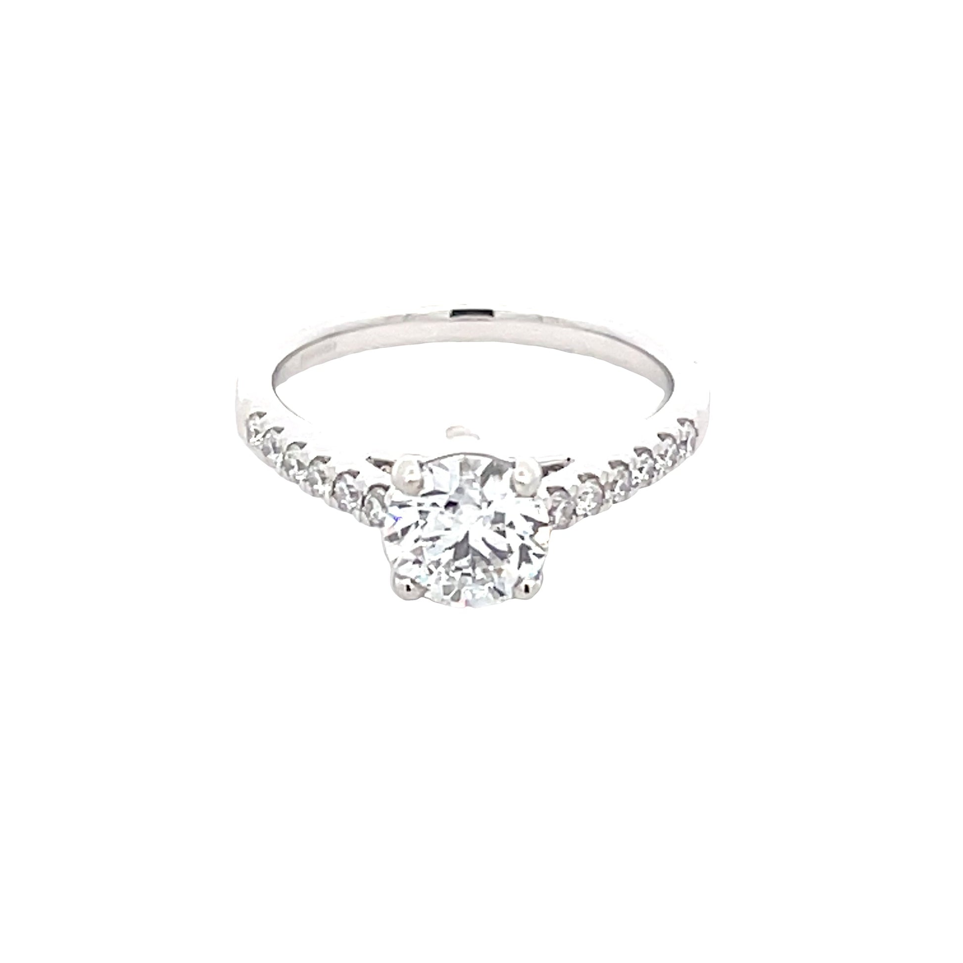 Platinum Round Brilliant Cut Diamond Solitaire Ring With Diamond Set Shoulders - 1.25cts Gardiner Brothers