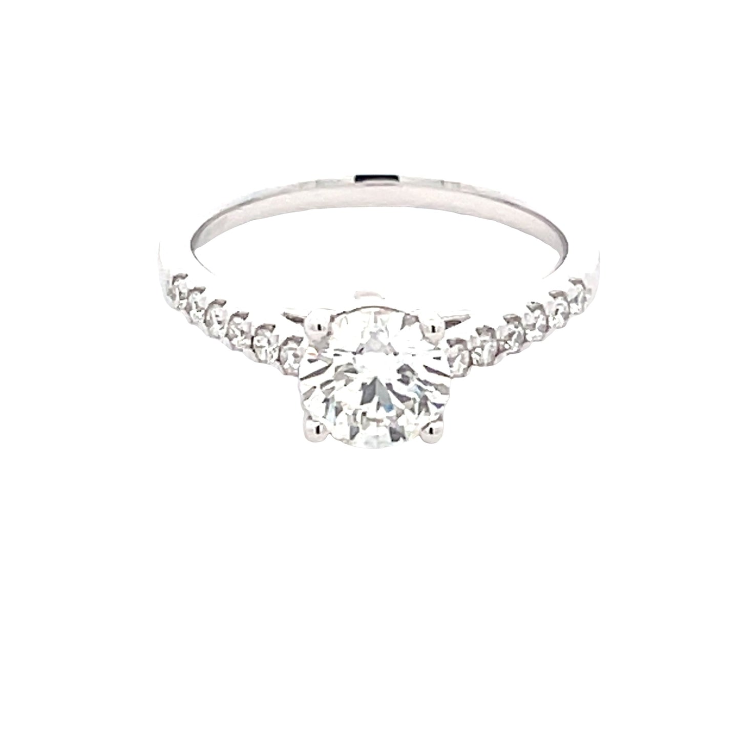 Platinum Round Brilliant Cut Diamond Solitaire with Diamond set Shoulders - 1.25cts Gardiner Brothers
