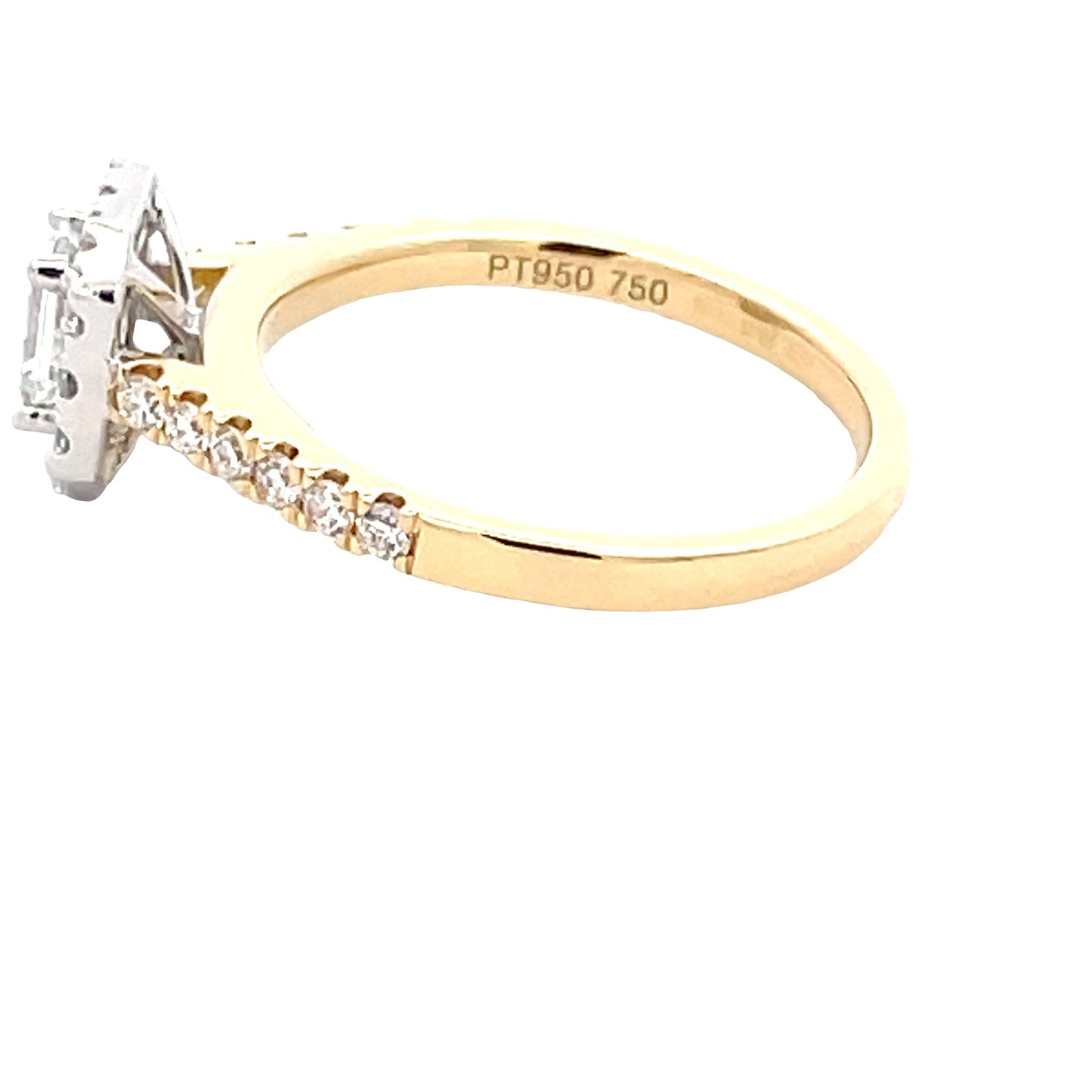 Yellow Gold Radiant Cut Diamond Halo Cluster Style Ring - 0.84cts Gardiner Brothers