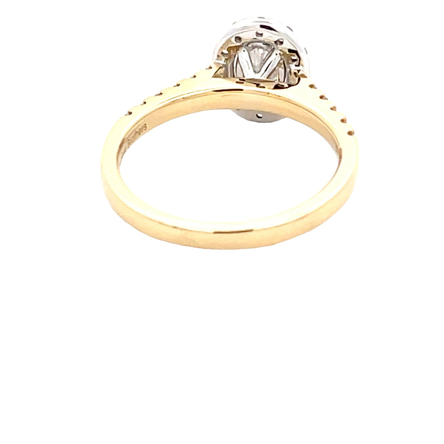 Yellow Gold Oval Shaped Diamond Halo Cluster Style Ring - 0.94cts Gardiner Brothers