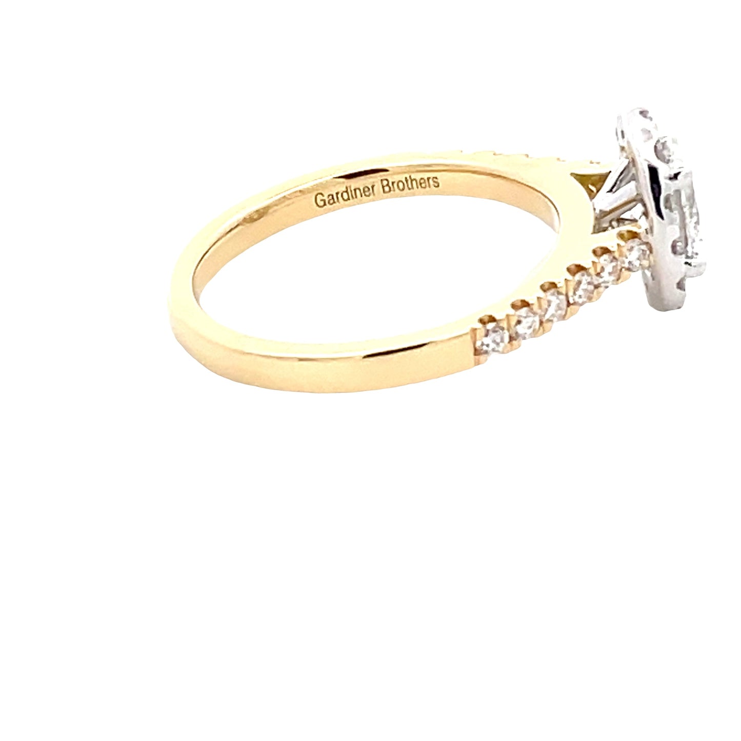 Yellow Gold Oval Shaped Diamond Halo Cluster Style Ring - 0.94cts Gardiner Brothers
