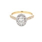 Yellow Gold Oval Shaped Diamond Halo Cluster Style Ring - 0.94cts Gardiner Brothers