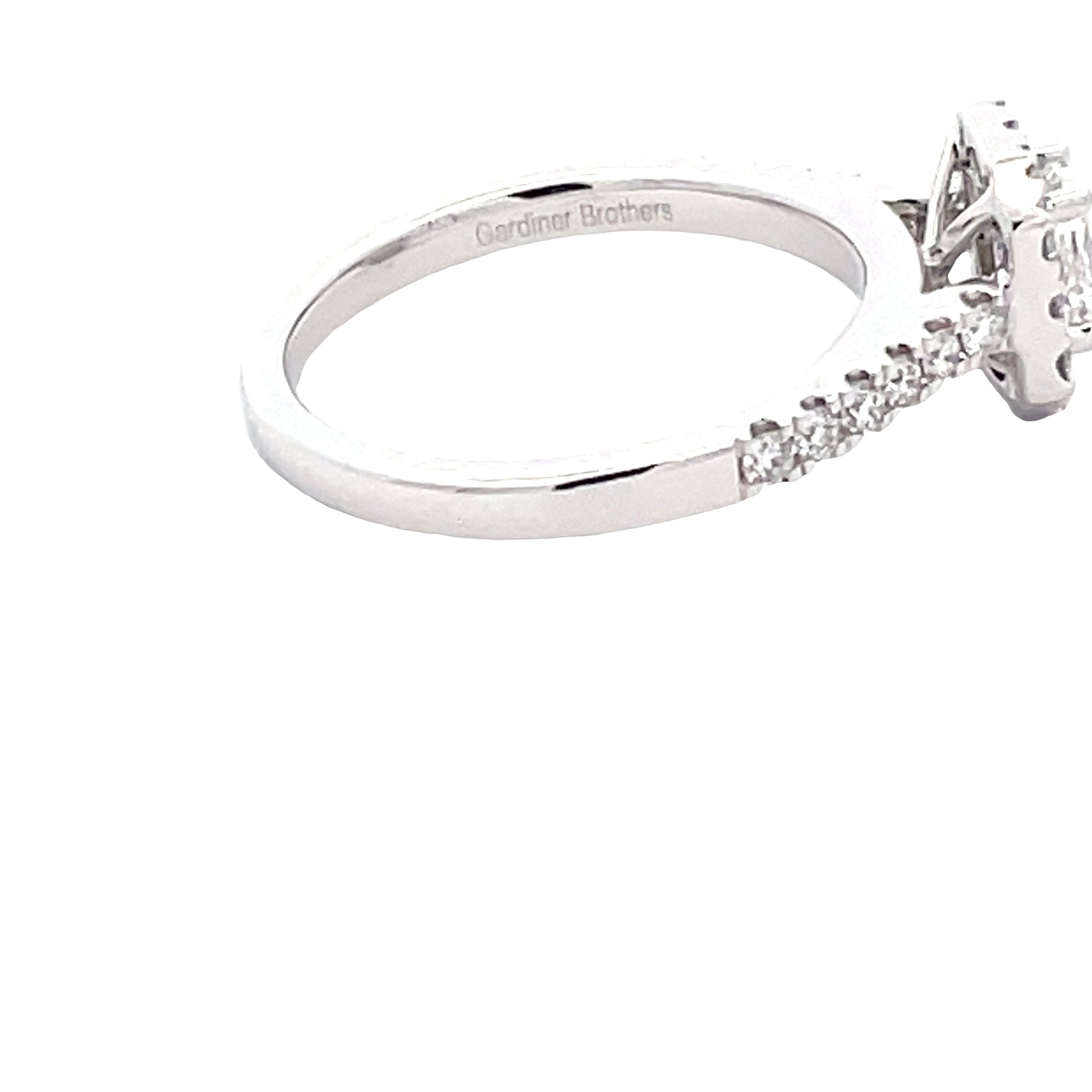 Platinum Radiant Cut Diamond Halo Cluster Style Ring - 0.84cts Gardiner Brothers