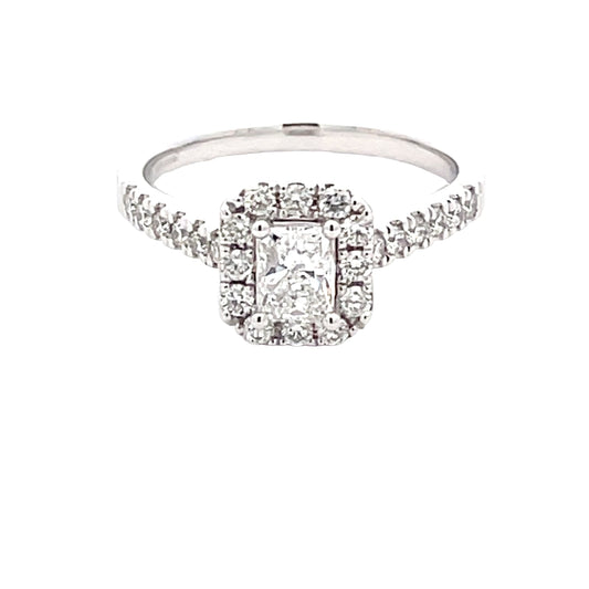 Platinum Radiant Cut Diamond Halo Cluster Style Ring - 0.94cts Gardiner Brothers