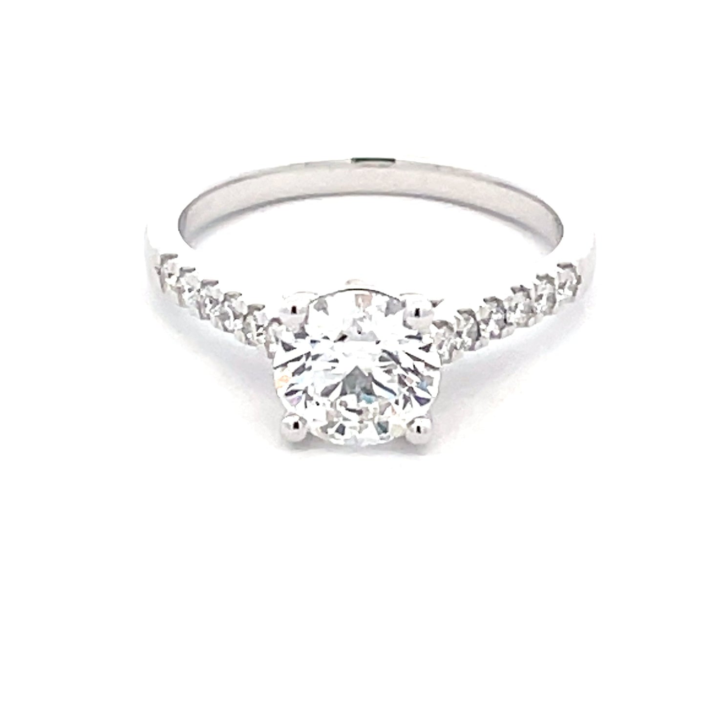 Platinum Round Brilliant Cut Diamond Solitaire With Diamond Set Shoulders - 1.45cts Gardiner Brothers