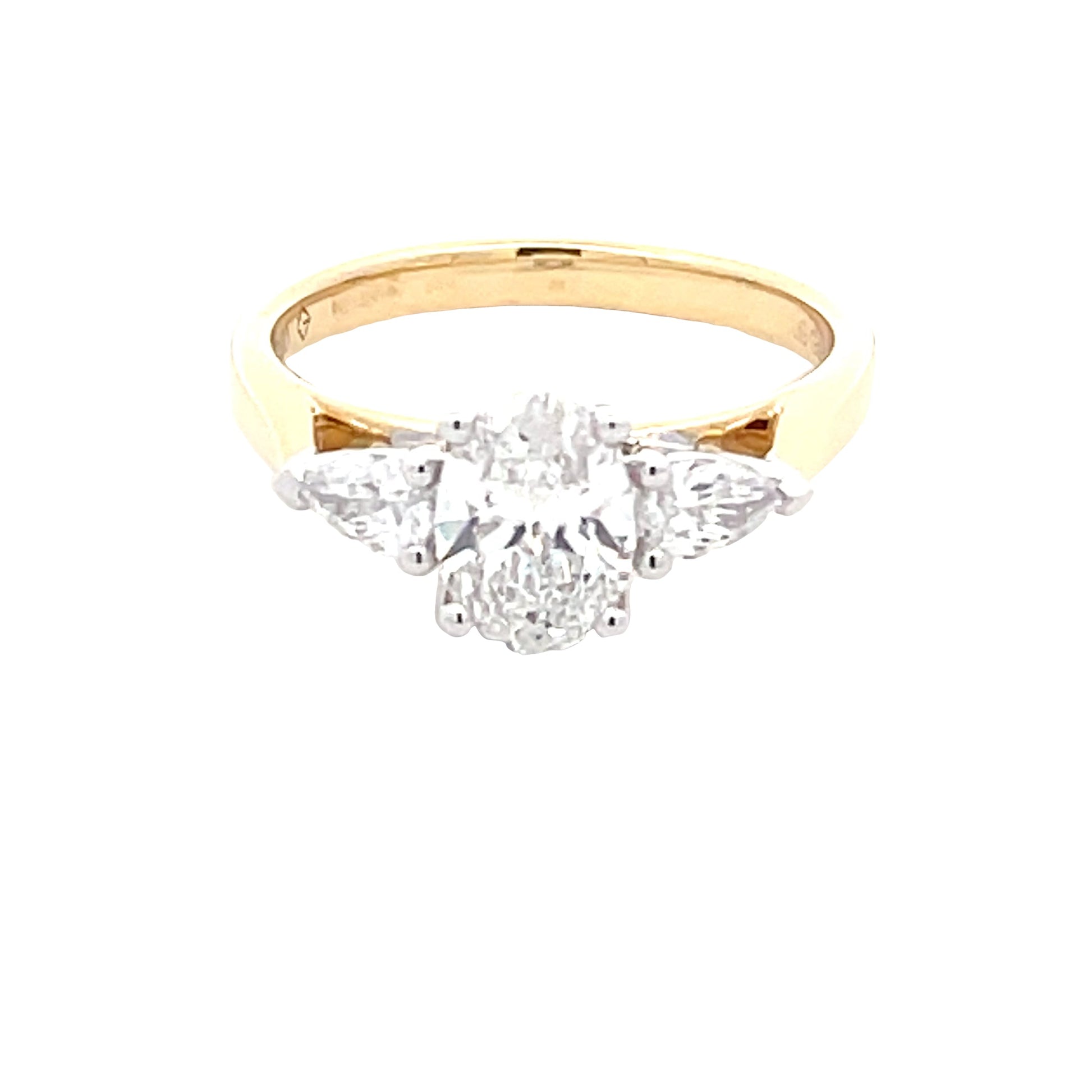 Lab grown Oval and Pear Shaped Diamond 3 Stone Ring - 1.32cts Gardiner Brothers